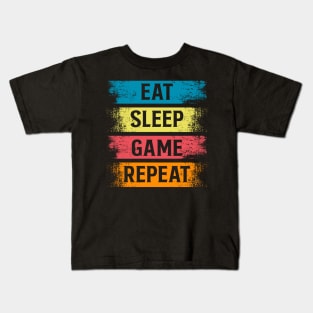 Eat Sleep Game Repeat Kids T-Shirt